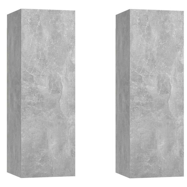 vidaXL Muebles para TV 2 uds contrachapada gris hormig&oacute;n 30,5x30x90 cm