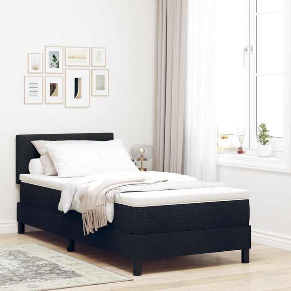 vidaXL Cama tipo Box Spring con colch&oacute;n Negro 100 x 200 cm tela