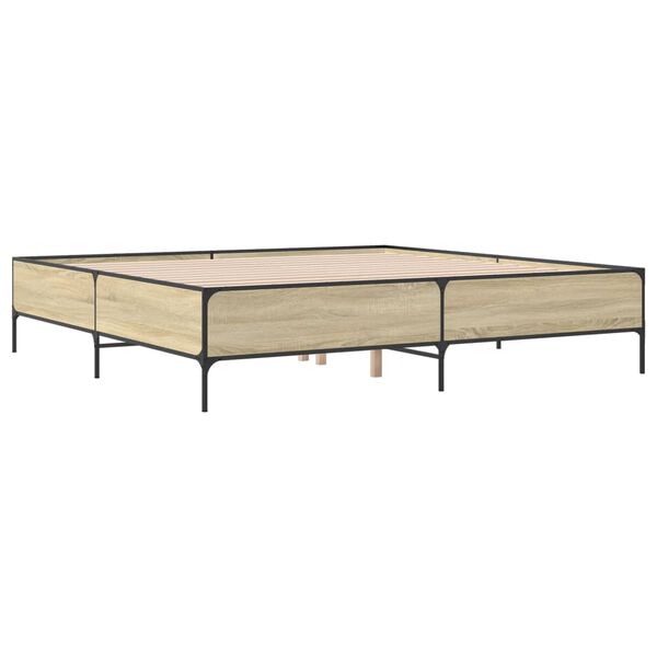 vidaXL Estructura cama madera ingenier&iacute;a metal roble Sonoma 180x200 cm