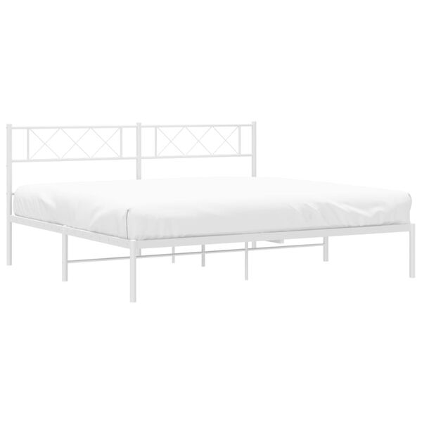 vidaXL Estructura cama sin colch&oacute;n con cabecero metal blanco 200x200cm