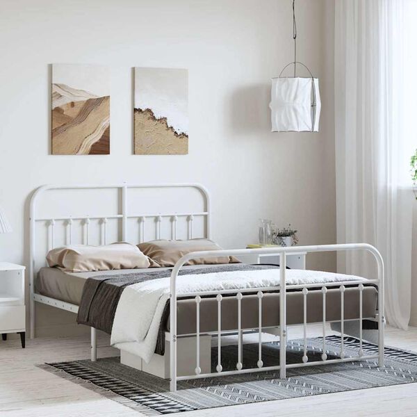 vidaXL Estructura cama sin colchón con estribo metal blanco 150x200 cm