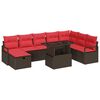 vidaXL Conjunto de sof&aacute; de jard&iacute;n 9 uds. Marr&oacute;n rat&aacute;n sint&eacute;tico
