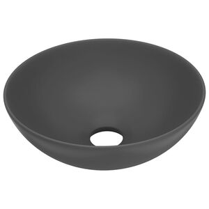 vidaXL Lavabo de cuarto de ba&ntilde;o redondo cer&aacute;mica gris oscuro