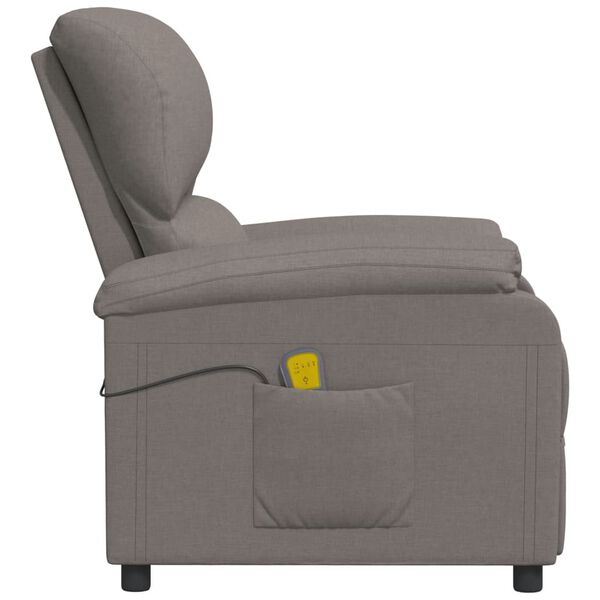 vidaXL Sill&oacute;n de masaje reclinable de tela gris taup&eacute;