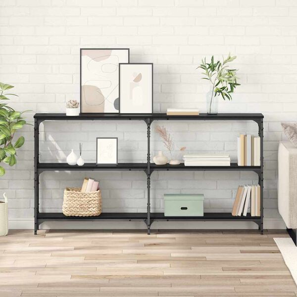 vidaXL Mesa Consola Roble Negro 156 x 28 x 80,5 cm