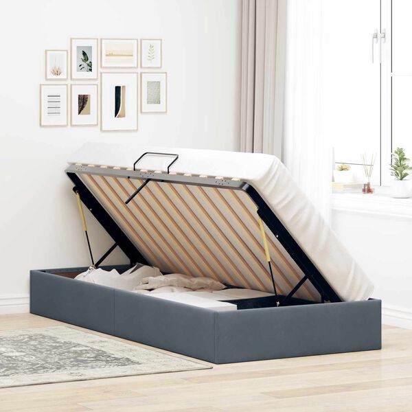 vidaXL Cama con almacenamiento Gris oscuro 100 x 200 cm Terciopelo