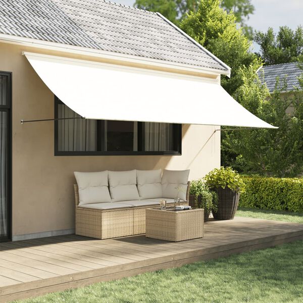 vidaXL Toldo retr&aacute;ctil de tela y acero crema 400x150 cm