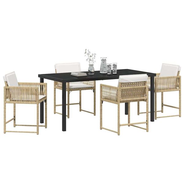 vidaXL Conjunto de Comedor de Jardín 5 pcs Beige ratán sintético