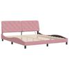 vidaXL Estructura de cama con LED sin colch&oacute;n terciopelo rosa 180x200 cm