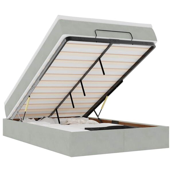 vidaXL Estructura cama otomana colch&oacute;n terciopelo gris claro 120x200cm