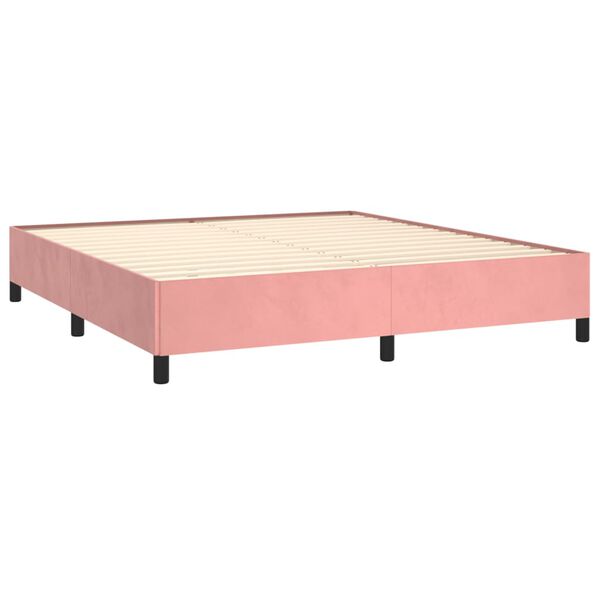 vidaXL Cama box spring con colch&oacute;n terciopelo rosa 180x200 cm