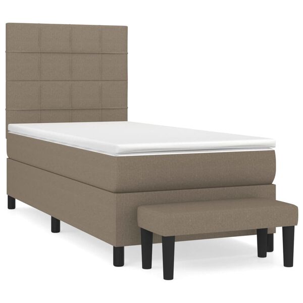 vidaXL Cama box spring con colch&oacute;n tela gris taupe 90x200 cm