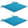vidaXL Sillas de jard&iacute;n 2 uds madera maciza de teca con cojines azules
