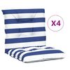 vidaXL Cojines silla de respaldo bajo 4 uds tela a rayas azul y blanco