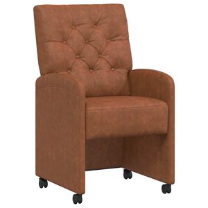 vidaXL Sillas de Comedor con Ruedas 2 uds. Cuero sint&eacute;tico Marr&oacute;n