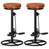 vidaXL Taburetes de cocina 2 uds cuero aut&eacute;ntico cabra negro y marr&oacute;n