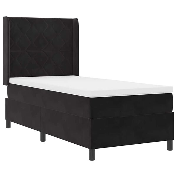 vidaXL Cama tipo Box Spring con colch&oacute;n Negro 90 x 190 cm Terciopelo