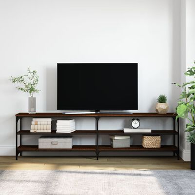 vidaXL Mueble TV metal y madera contrachapada marrón roble 180x30x50cm