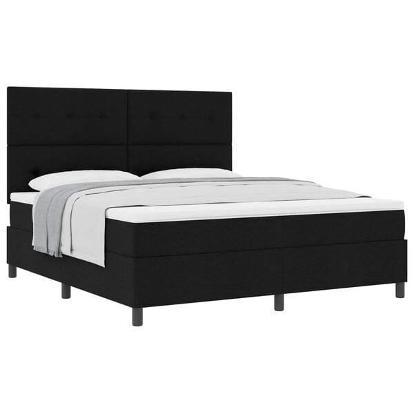vidaXL Cama tipo Box Spring con colch&oacute;n Negro 180 x 200 cm tela
