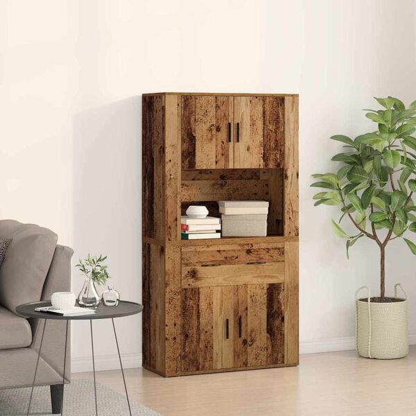 vidaXL Highboard Madera vieja 80 x 33 x 150 cm Madera contrachapada