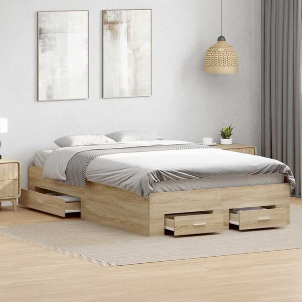 vidaXL Estructura de cama Marr&oacute;n 120 x 190 cm Madera de ingenier&iacute;a