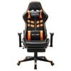 vidaXL Silla de gaming con reposapi&eacute;s cuero sint&eacute;tico negro y naranja