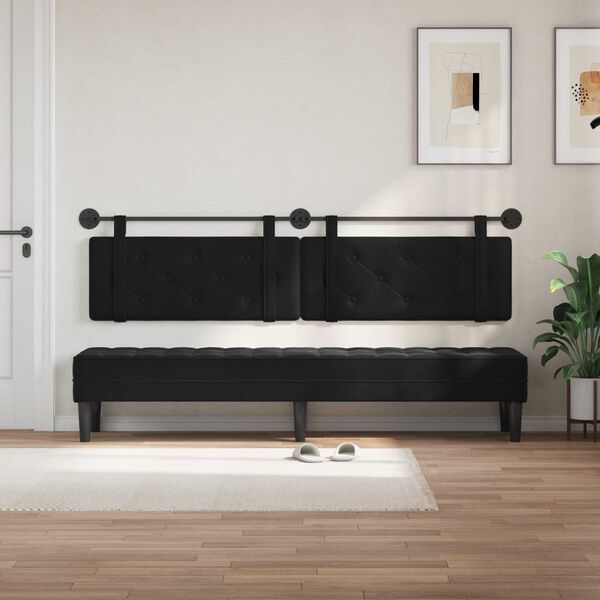 vidaXL Cabecera Colgante Negro 210 x 55 x 5 cm Terciopelo