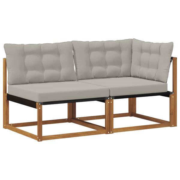 vidaXL Sof&aacute; de esquina y centro para exterior 2 Pieza Natural