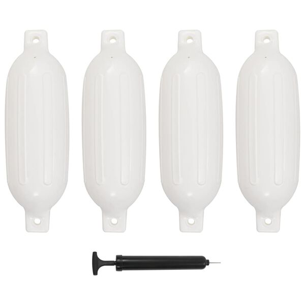 vidaXL Parachoques para barco 4 unidades PVC blanco 58,5x16,5 cm
