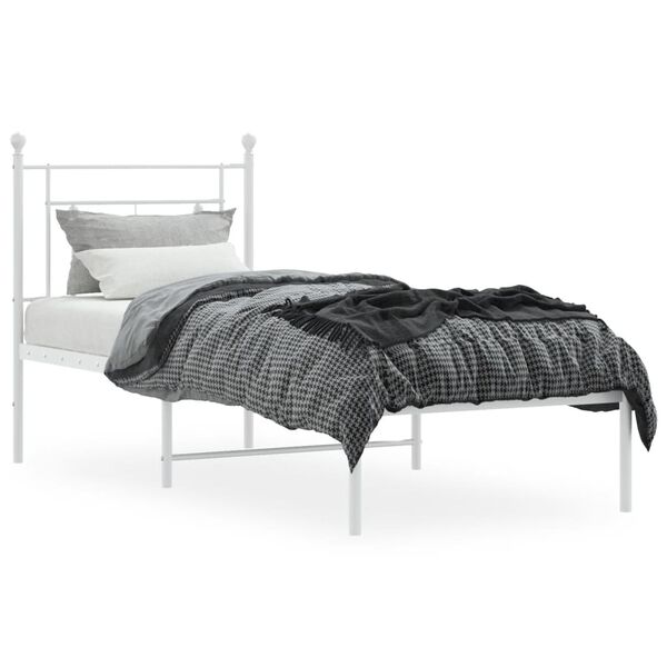 vidaXL Estructura cama sin colch&oacute;n con cabecero metal blanco 75x190 cm