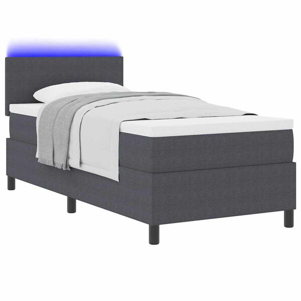 vidaXL Cama Box Spring LED Gris Oscuro y 90 x 200 cm Tela de Pana