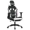 vidaXL Silla gaming con reposapi&eacute;s cuero sint&eacute;tico negro blanco