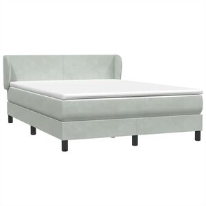 vidaXL Cama box spring con colch&oacute;n terciopelo gris claro 160x220 cm