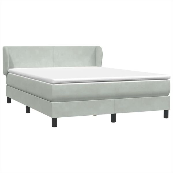 vidaXL Cama box spring con colch&oacute;n terciopelo gris claro 160x220 cm