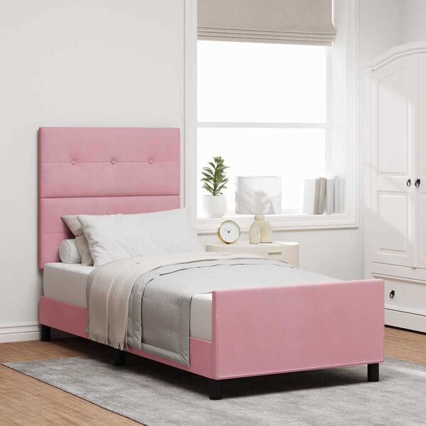 vidaXL Cama tipo Box Spring con cabecera Rosa 90 x 200 cm Terciopelo