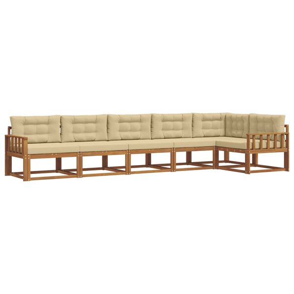 vidaXL Conjunto de sof&aacute;s de exterior con coj&iacute;n 6 pcs Natural y Beige