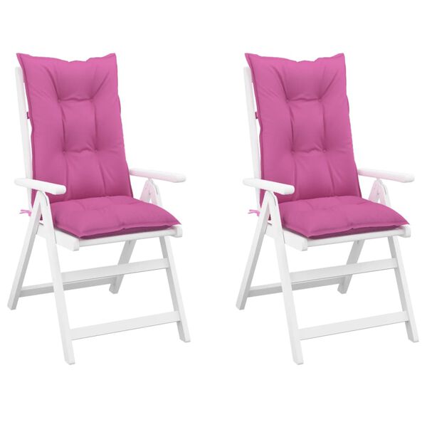 vidaXL Coj&iacute;n silla de jard&iacute;n respaldo alto 2 uds tela rosa 120x50x7 cm
