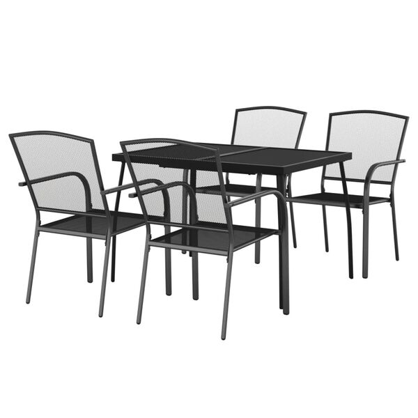 vidaXL Juego de comedor de jardín 5 piezas acero gris antracita