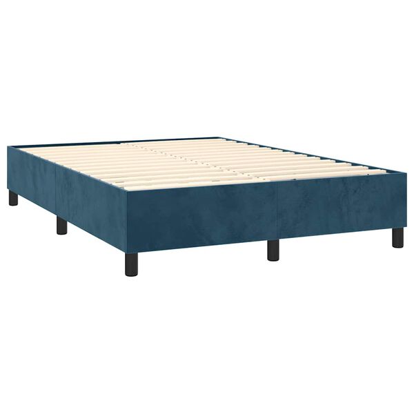 vidaXL Cama box spring con colch&oacute;n terciopelo azul oscuro 140x190 cm