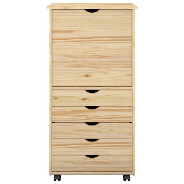 vidaXL Gabinete rodante Marr&oacute;n 53 x 39 x 103 cm Madera de Pino Macizo