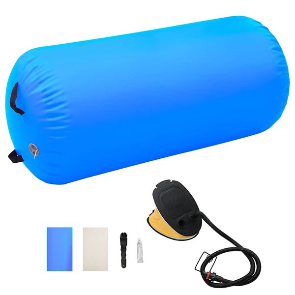 vidaXL Rollo inflable de gimnasia con bomba PVC azul 120x90 cm