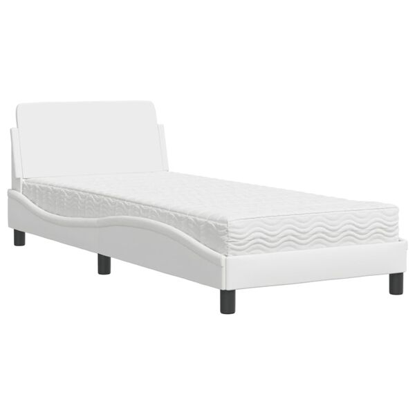 vidaXL Cama con colchón Dover cuero sintético blanco 80x200 cm