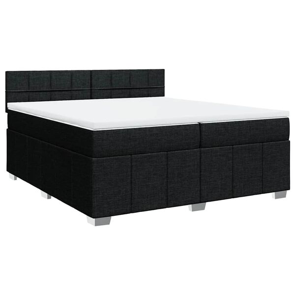vidaXL Cama box spring con colch&oacute;n tela negro 200x200 cm