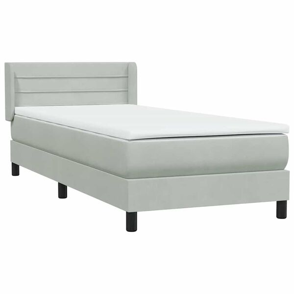 vidaXL Cama box spring con colch&oacute;n terciopelo gris claro 80x220 cm