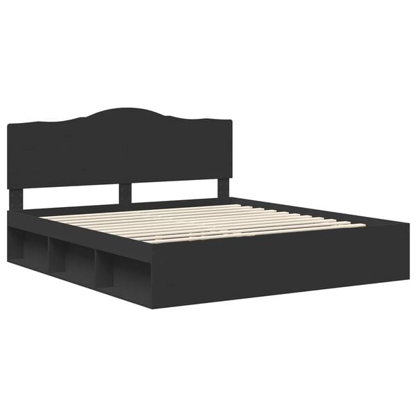 vidaXL Estructura de cama Negro 200 x 200 cm Madera de pino macizo