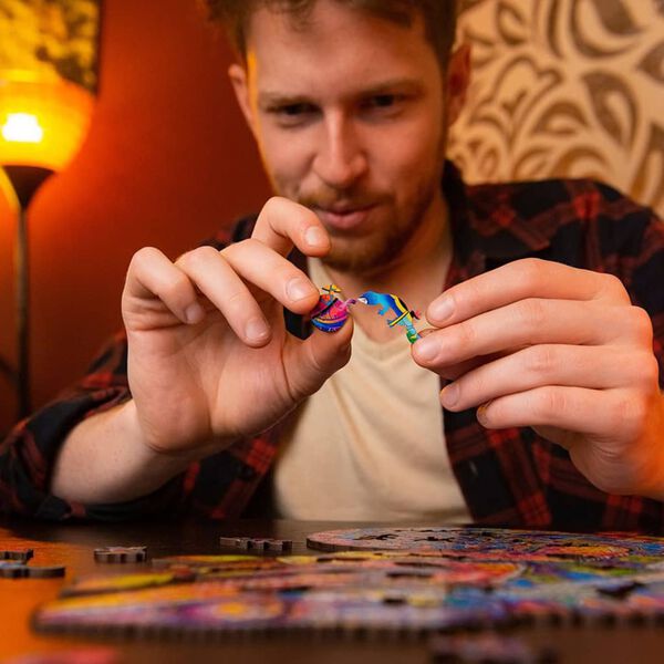 UNIDRAGON Rompecabezas Iridescent Chameleon 202 pzas madera M 26x33 cm