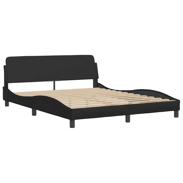 vidaXL Estructura de cama Dover cuero sint&eacute;tico negro 160x200 cm