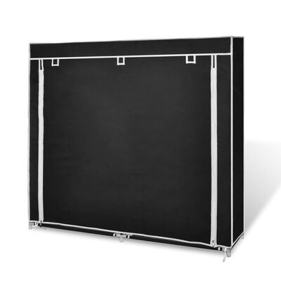 vidaXL Zapatero de tela con cubierta negro 115x28x110 cm
