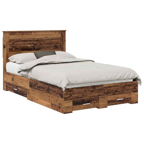 vidaXL Estructura de cama con caj&oacute;n con cabecera Madera contrachapada