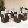 vidaXL Set comedor de jard&iacute;n 7 pzas con cojines rat&aacute;n sint&eacute;tico marr&oacute;n